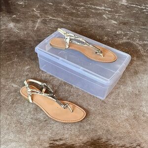 Coach Women's Brown & Cream crocodile Sandals